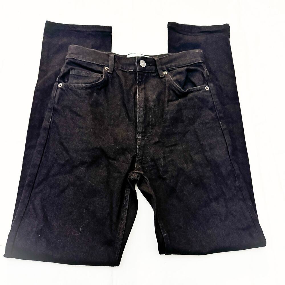 Reformation Liza Ultra High Rise Straight Jeans Black Dark Wash Size 26 - Picture 4 of 8